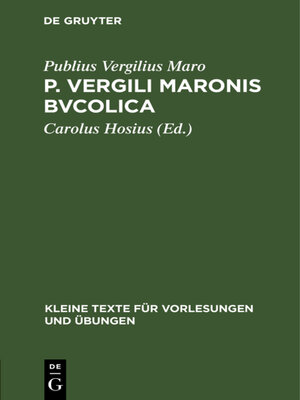 cover image of P. Vergili Maronis bvcolica